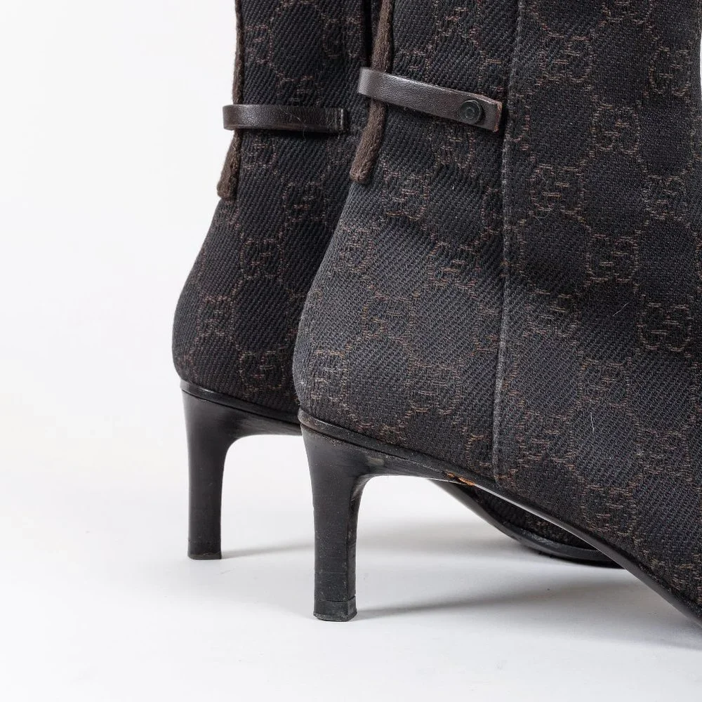 *SOLD* Gucci GG Monogram Canvas Espresso Brown Boots - Picture 7 of 12